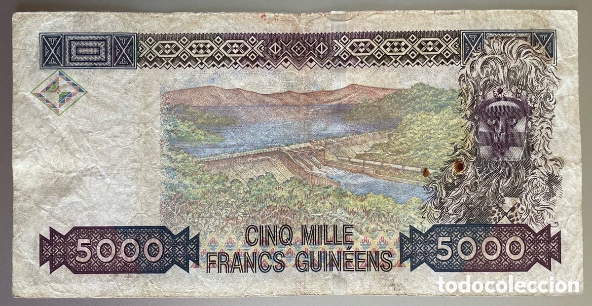 Billetes extranjeros: Rep&uacute;blica de Guinea. 5000 francos. 1998 - Foto 2