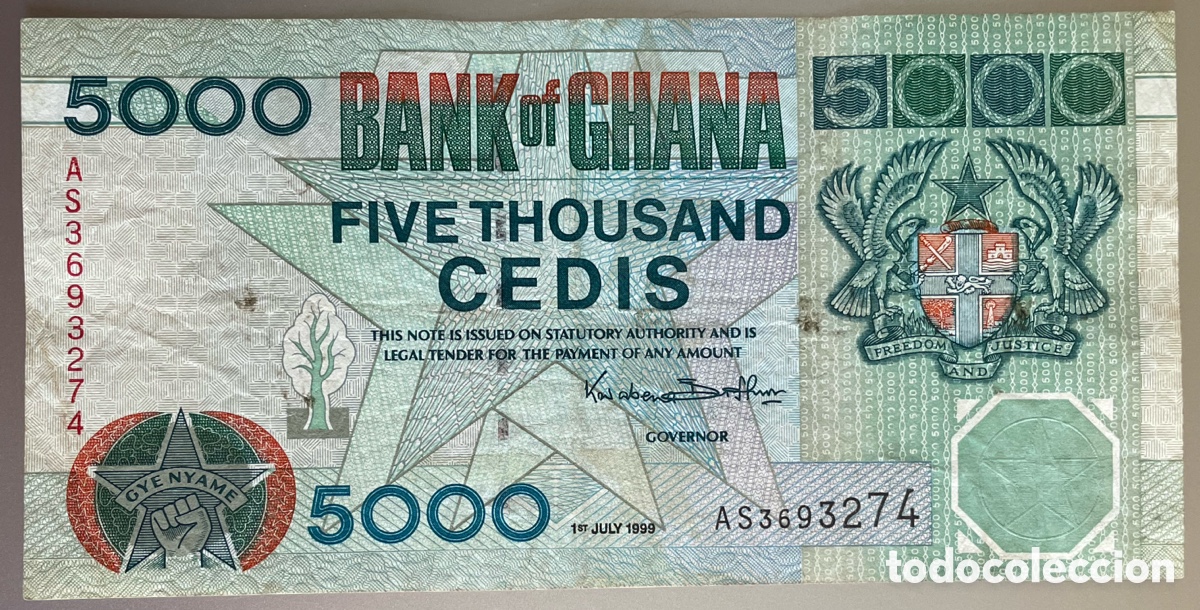 Billetes extranjeros: Ghana. 5000 Cedis. 1999