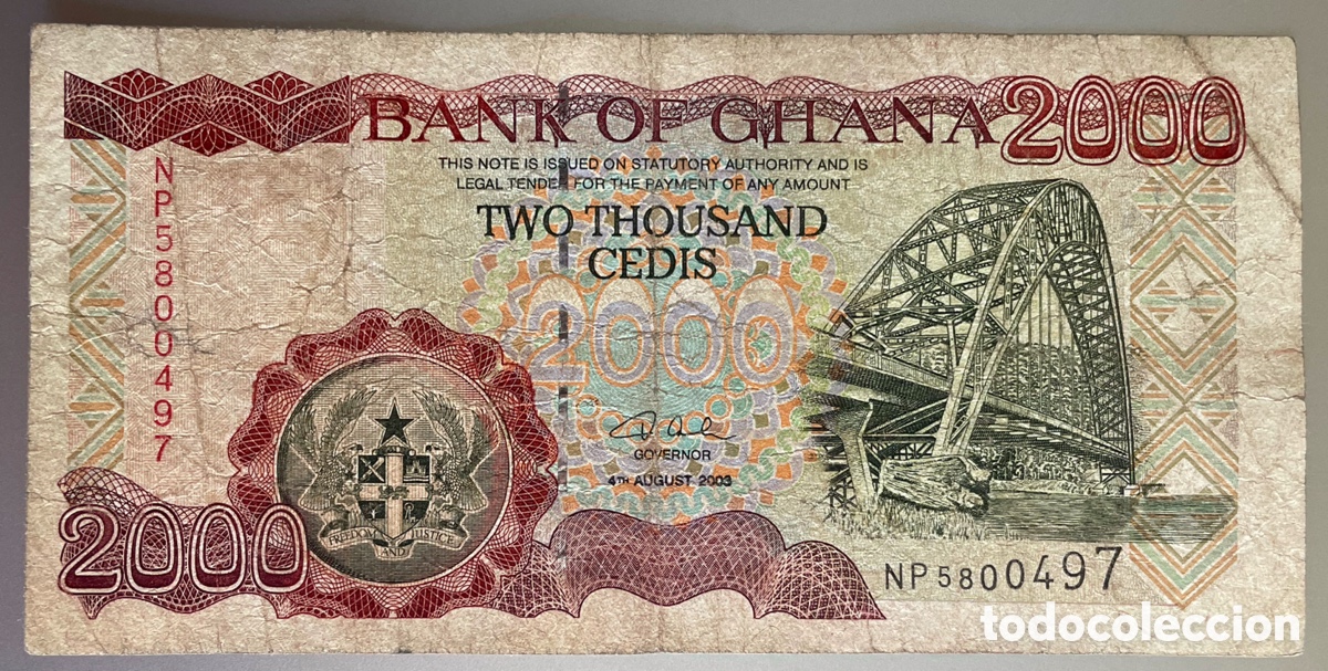 Billetes extranjeros: Ghana. 2000 Cedis. 2003 - Foto 2