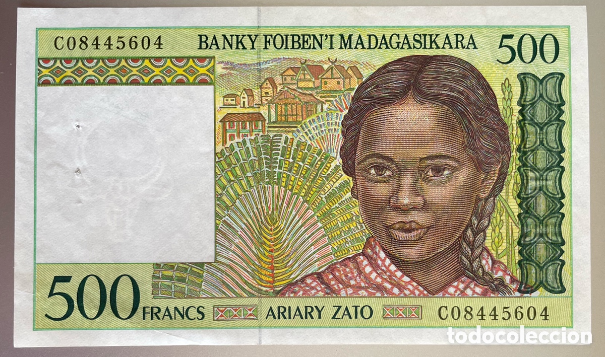 Billetes extranjeros: Madagascar. 500 francos - Foto 2