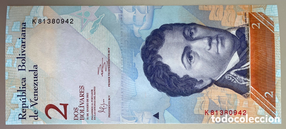 Billetes extranjeros: Venezuela. 2 bol&iacute;vares 2012 - Foto 2