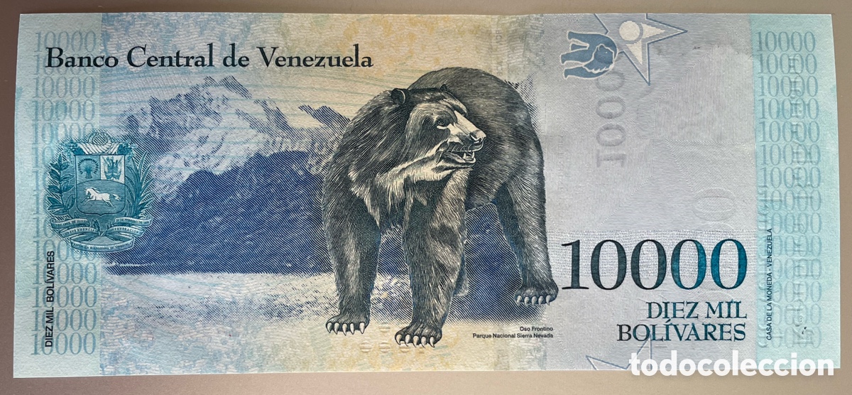 Billetes extranjeros: Venezuela. 10000 bol&iacute;vares. 2017