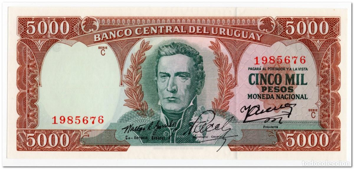 Billetes extranjeros: URUGUAY,5000 PESOS,1967,P.50b,UNC