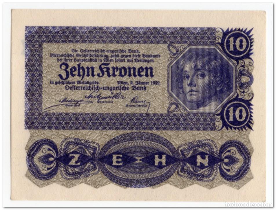 Billetes extranjeros: AUSTRIA,10 KRONEN,1922,P.75,AU-UNC