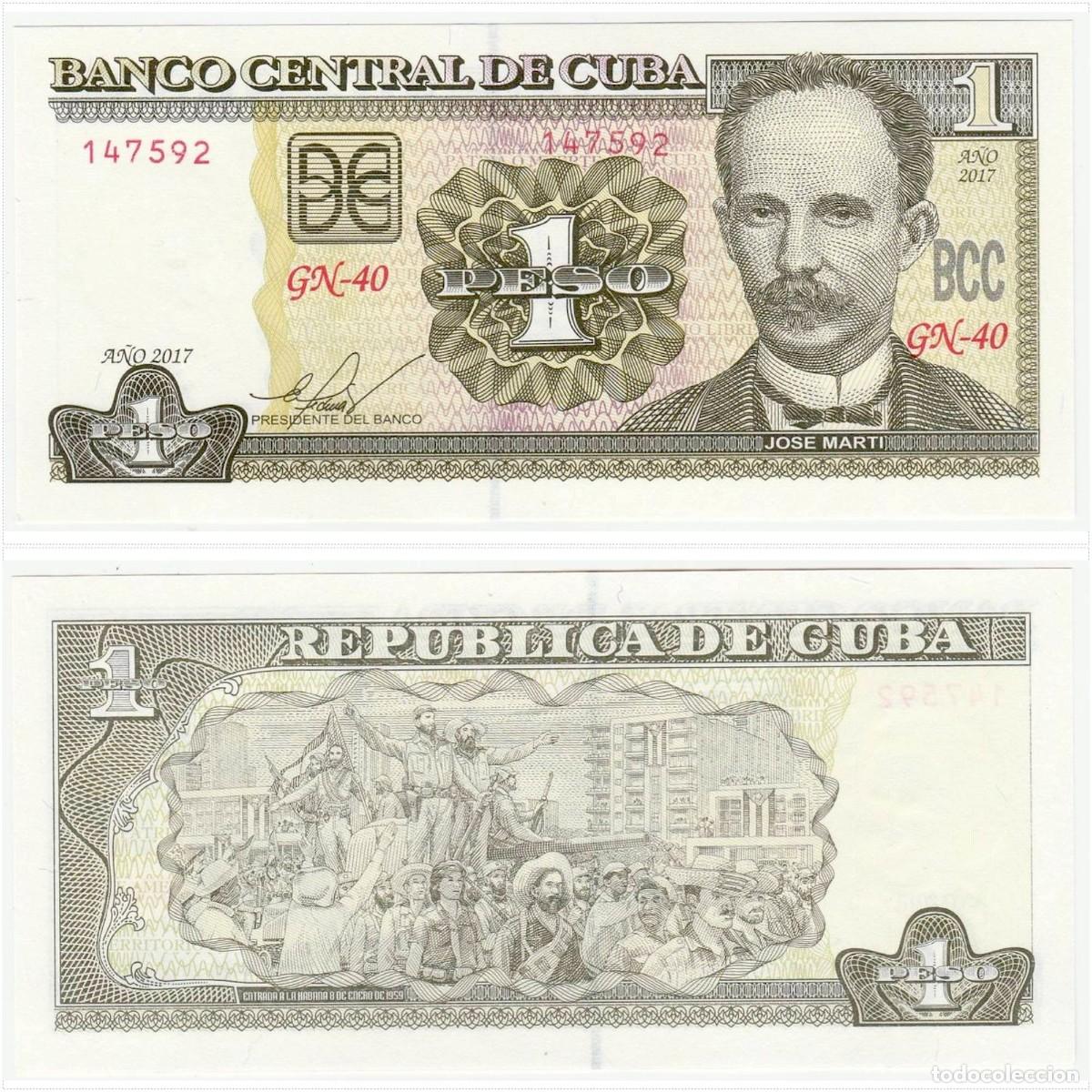 Billetes extranjeros: Cuba 1 Peso 2017 n/s 147592 Sin Circular (el billete de la foto)
