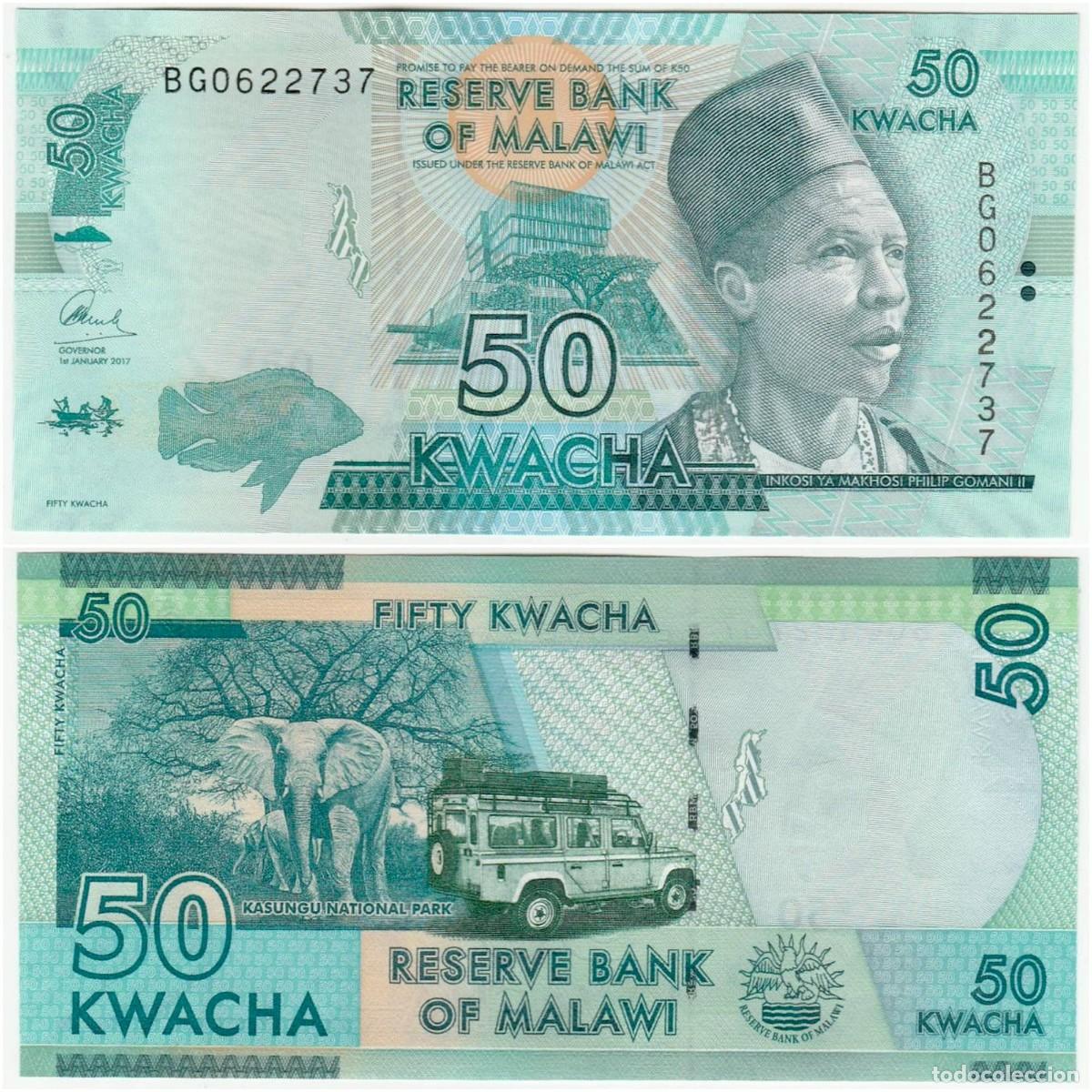 Billetes extranjeros: Malawi 50 Kwacha 2017 n/s BG0622743 Sin Circular