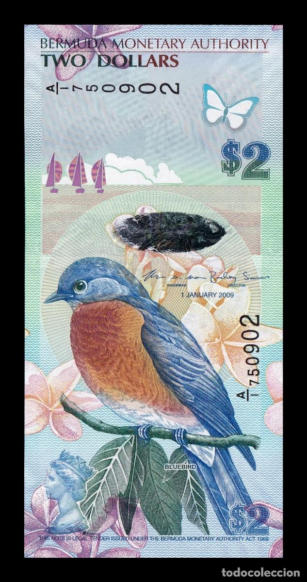 Billetes extranjeros: Bermuda 2 D&oacute;lares Azulejo 2009 Pick 57b H&iacute;brido Sc Unc