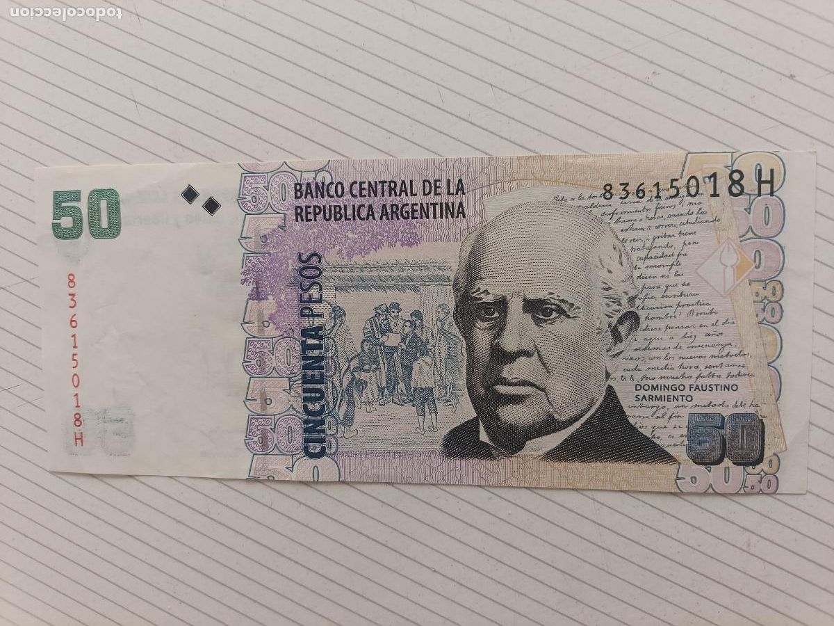 Billetes extranjeros: Argentina 50 Pesos 2015 Fabrega-Dom&iacute;nguez MBC+