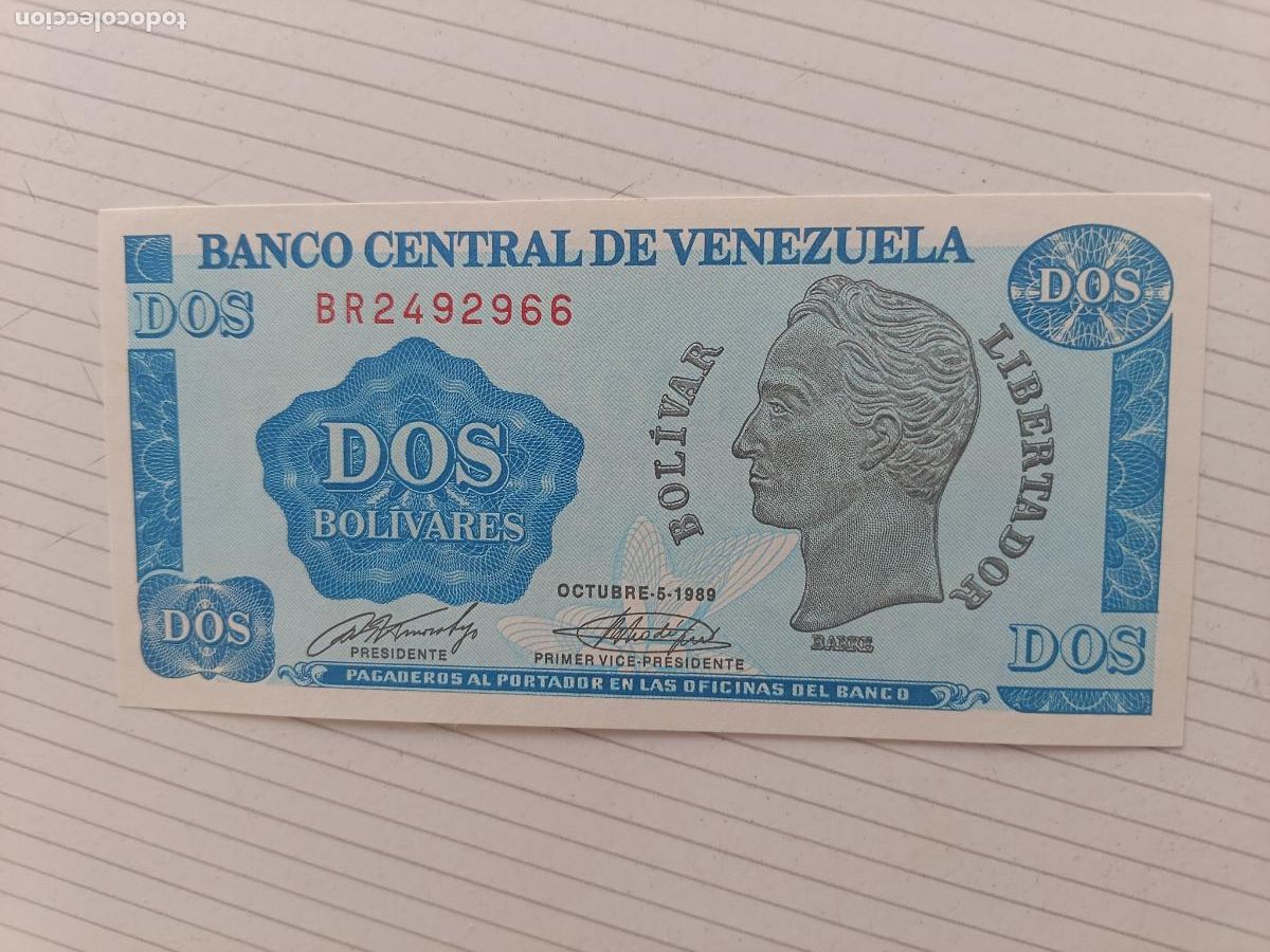 Billetes extranjeros: VENEZUELA 1989, 2 BOLIVARES SC