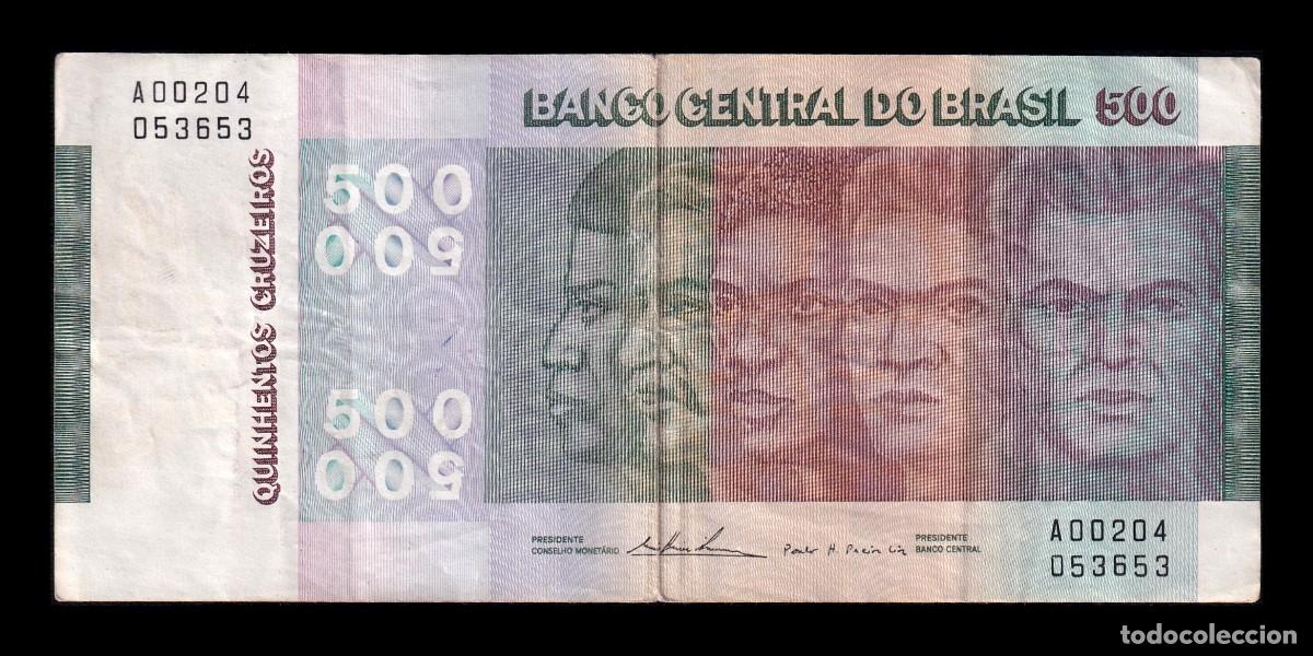 Billetes extranjeros: Brasil 500 Cruzeiros 1974 Pick 196b Mbc Vf