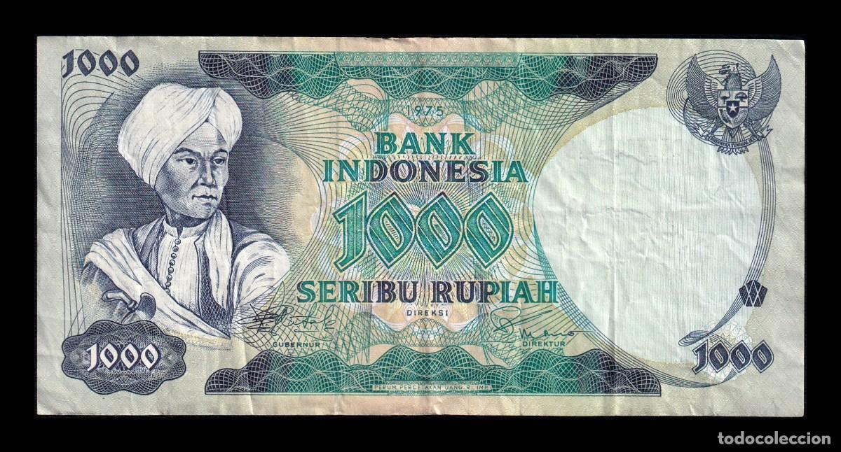 Billetes extranjeros: Indonesia 1000 Rupiah 1975 Pick 113 Mbc Vf