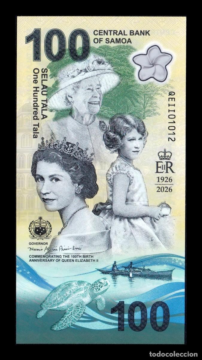 Billetes extranjeros: Samoa 100 Tala Conmemorativo 2026 Pick 56 Nuevo Pol&iacute;mero Sc Unc