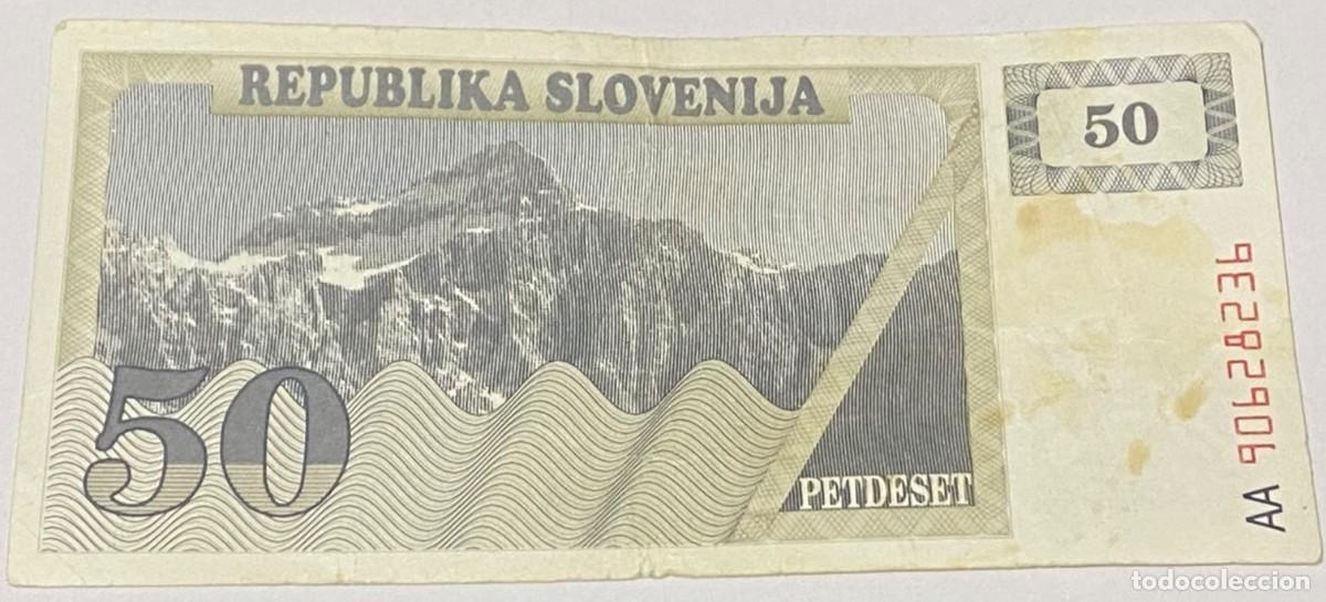 Billetes extranjeros: Billete 1990. 50 Tolar. Eslovenia. MBC. Muy Buena Conservaci&oacute;n