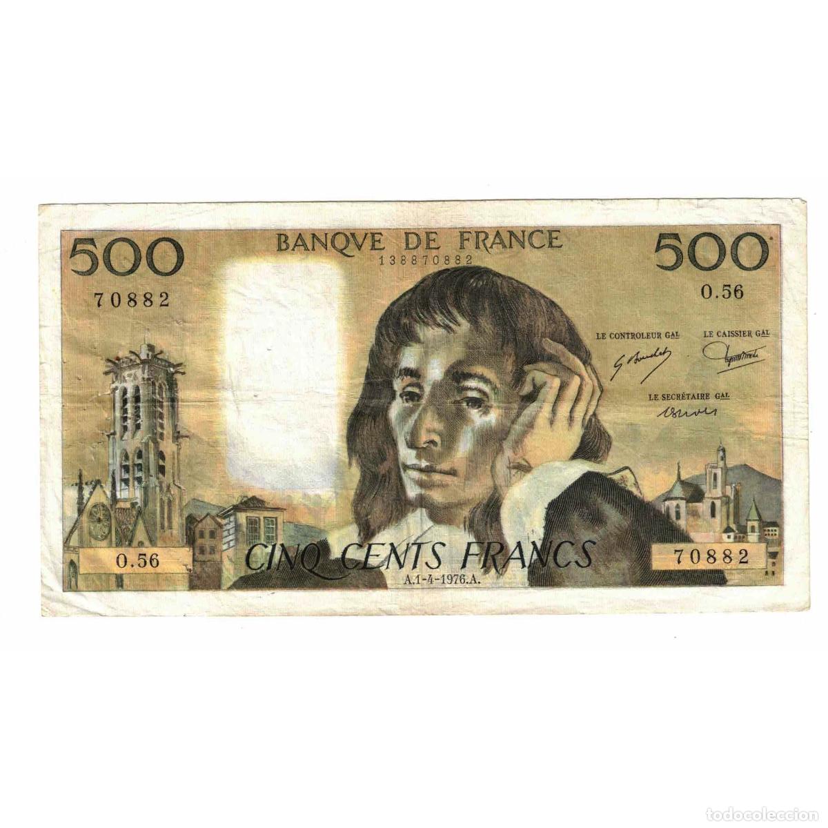 Billetes extranjeros: [#332600] Francia, 500 Francs, Pascal, 1976, O.56, BC, Fayette:71.14, KM:156d