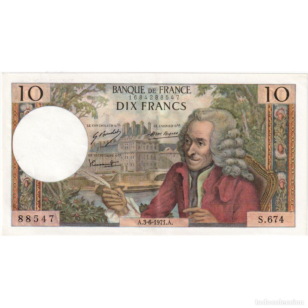 Billetes extranjeros: [#335971] Francia, 10 Francs, Voltaire, 1971-06-03, S.674, EBC+