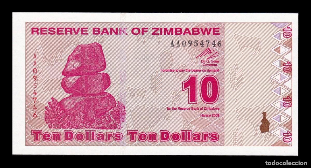 Billetes extranjeros: Zimbabwe 10 D&oacute;lares 2009 Pick 94 Sc Unc