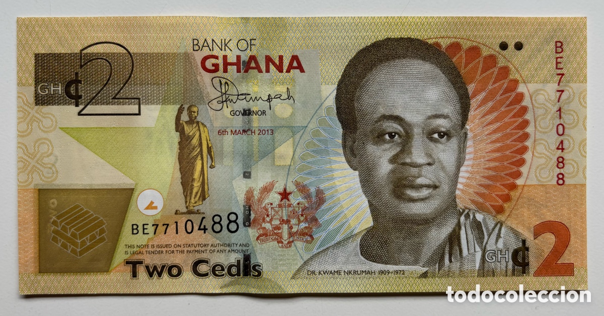 Billetes extranjeros: Billete GHANA 2 Cedis 2013