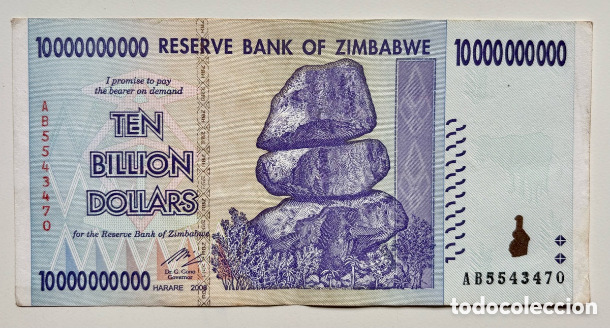 Billetes extranjeros: Billete ZIMBABWE 10000000000 Dolares 2008. 10 Billones Dollars