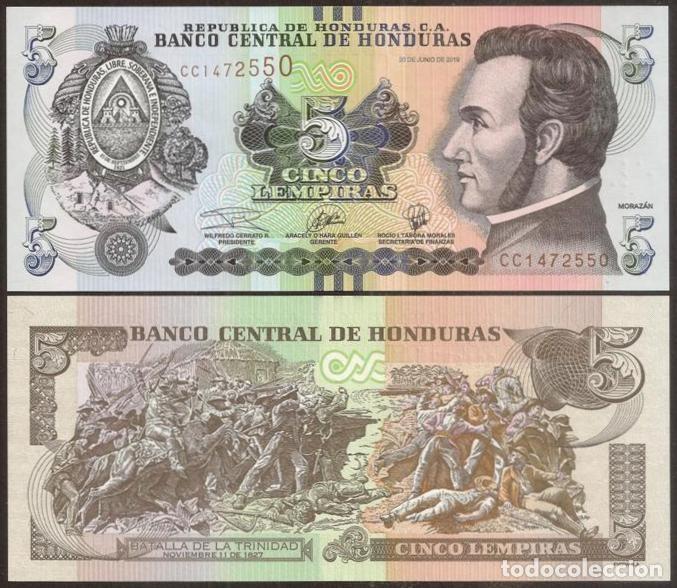 Billetes extranjeros: HONDURAS. 5 lempiras 20.6.2019. S/C.