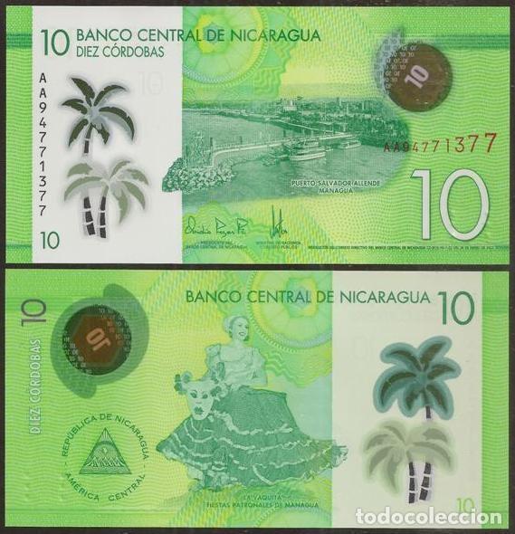 Billetes extranjeros: NICARAGUA. 10 cordobas Resolucion 26.1. 2022. S/C. Polimero. Pick 210. Num. peque&ntilde;os (electronicos)