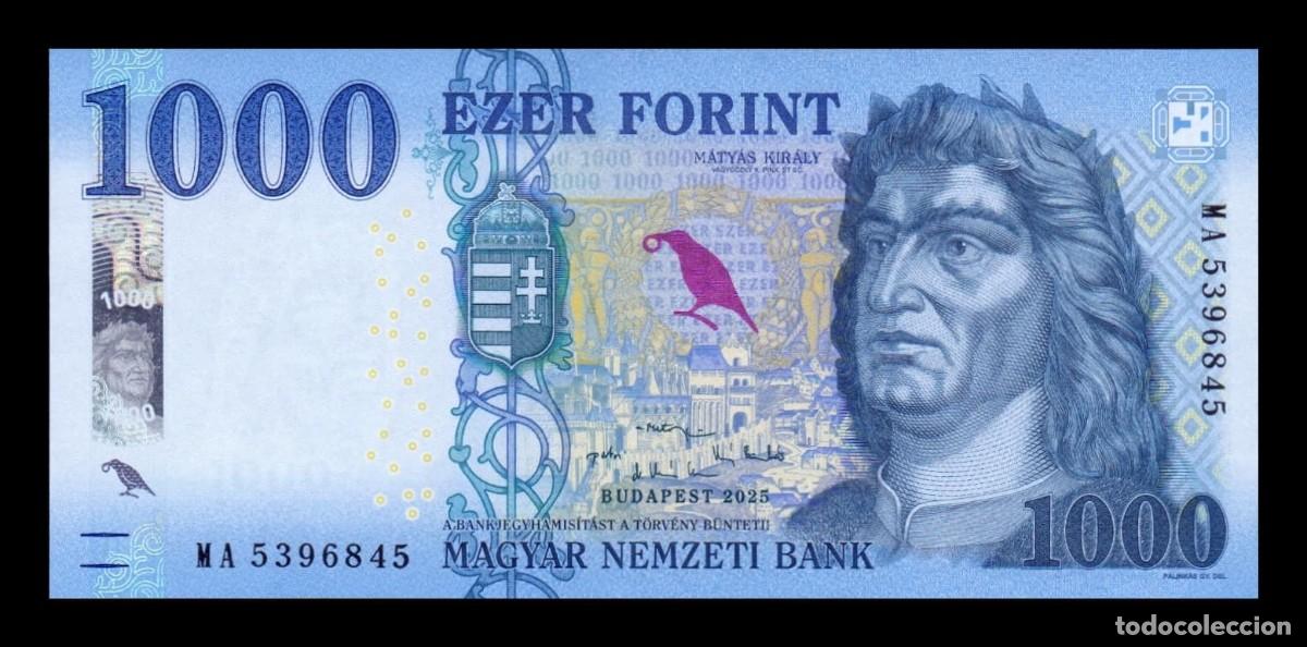 Billetes extranjeros: Hungr&iacute;a 1000 Forint Rey Mat&iacute;as 2025 Pick 203f Sc Unc