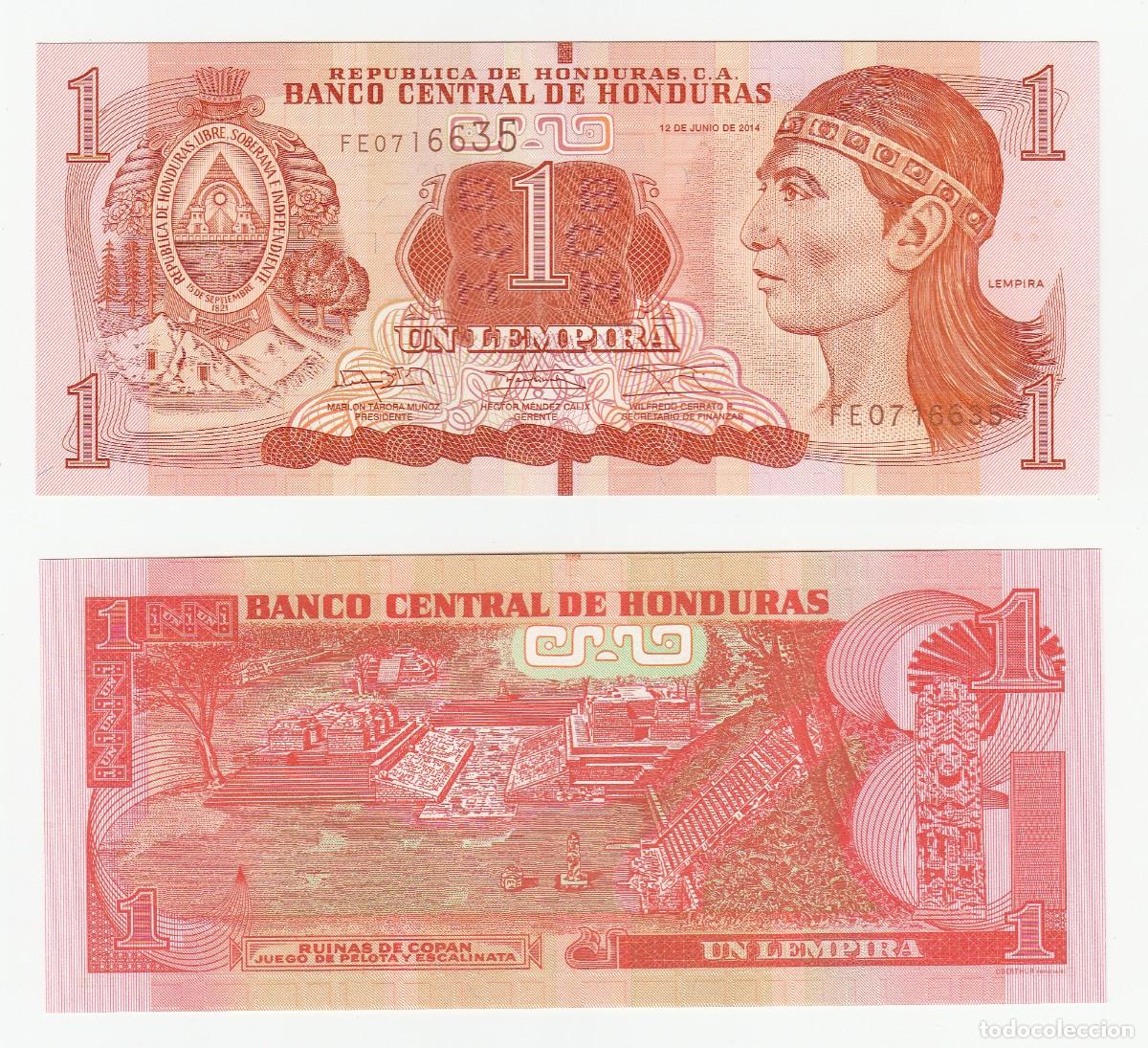 Billetes extranjeros: Honduras 1 Lempira 2014 n/s FE0716645 Sin Circular