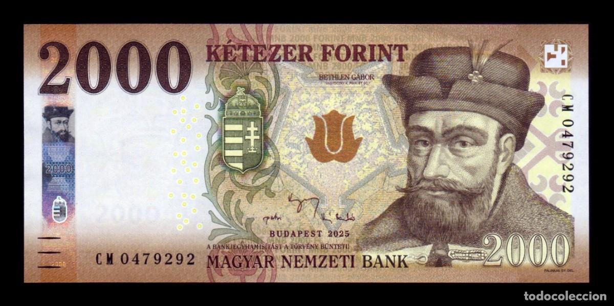 Billetes extranjeros: Hungr&iacute;a 2000 Forint Gabriel Bethlen 2025 Pick 204d(2) Sc Unc