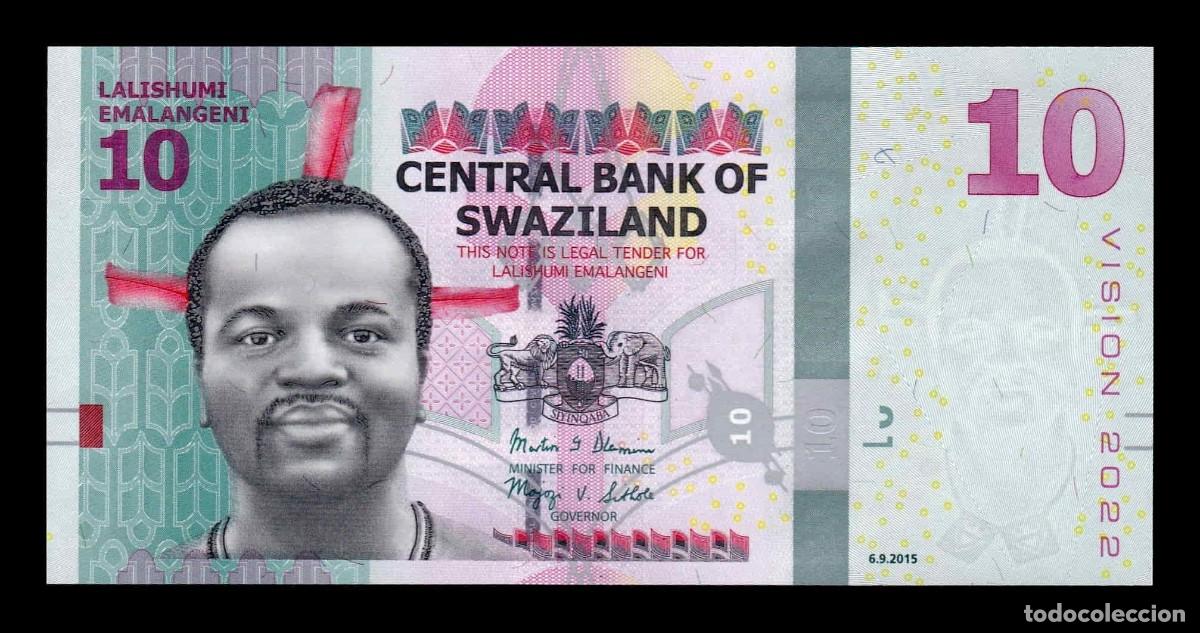 Billetes extranjeros: Suazilandia 10 Emalangeni Mswati III 2015 Pick 41 Sc Unc
