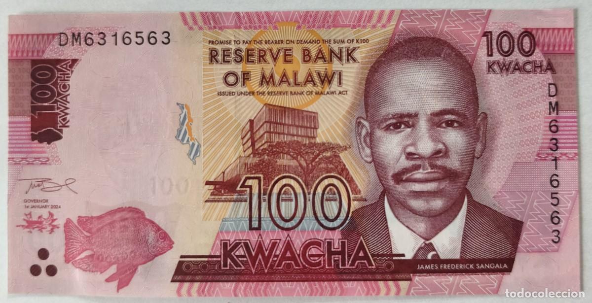 Billetes extranjeros: Billete Malawi 100 Kwacha 2024 UNC Pick 65f S/N: DM6316563