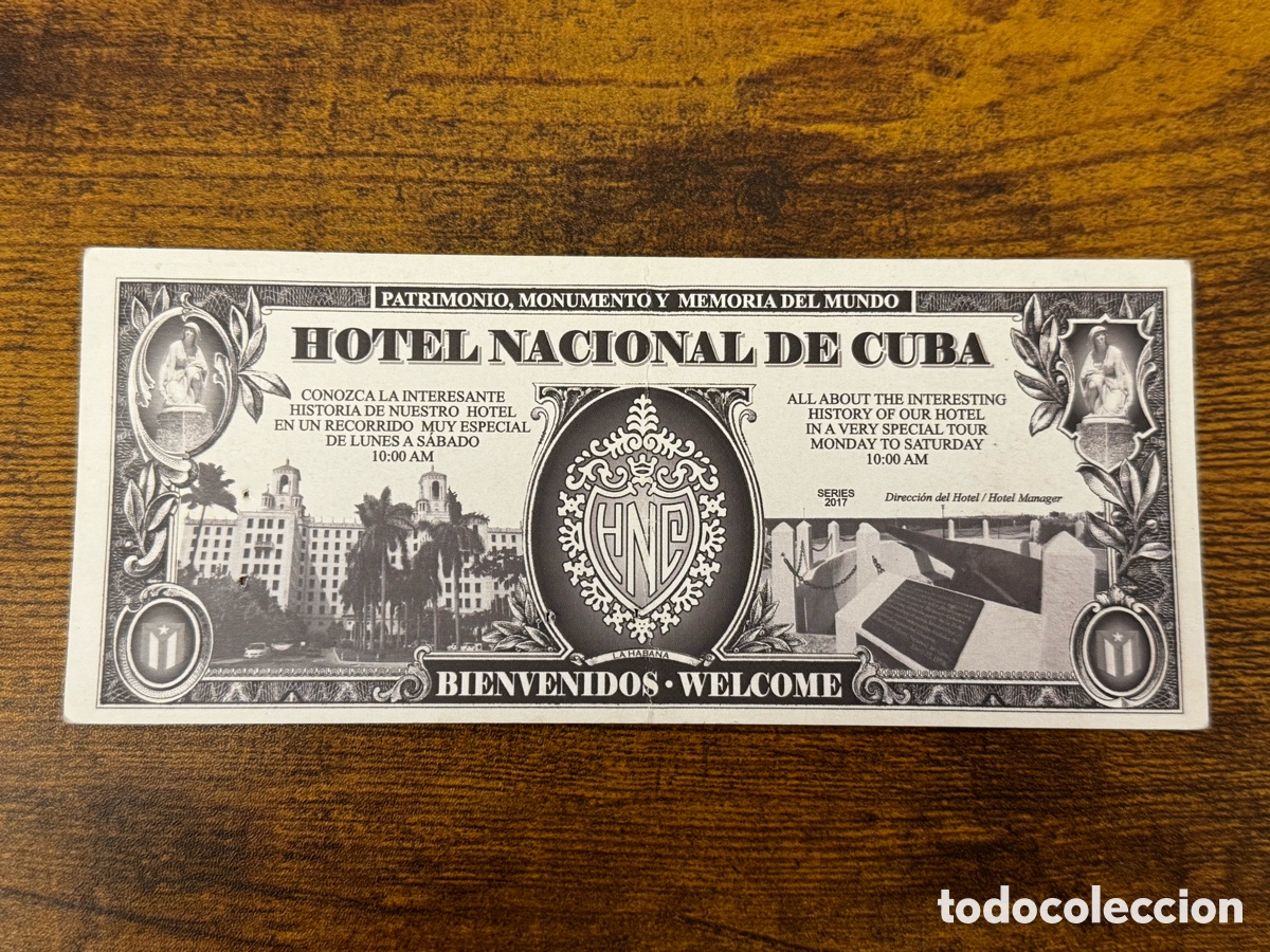 Billetes extranjeros: Billete de Bienvenida del Hotel Nacional De Cuba. La Habana. Usualmente paga el coctel de bienvenida