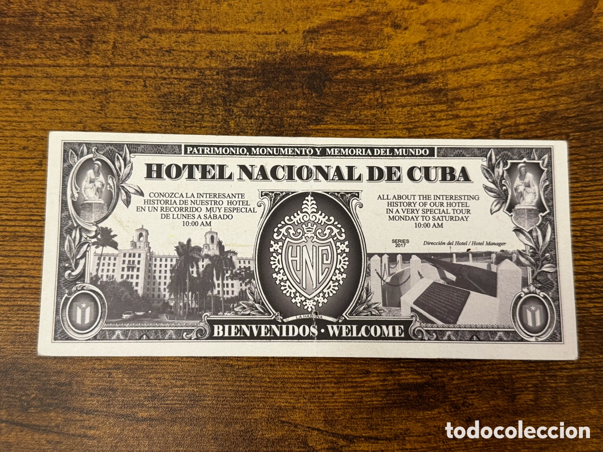 Billetes extranjeros: Billete de Bienvenida del Hotel Nacional De Cuba. Circulado. Usualmente paga el coctel de bienvenida