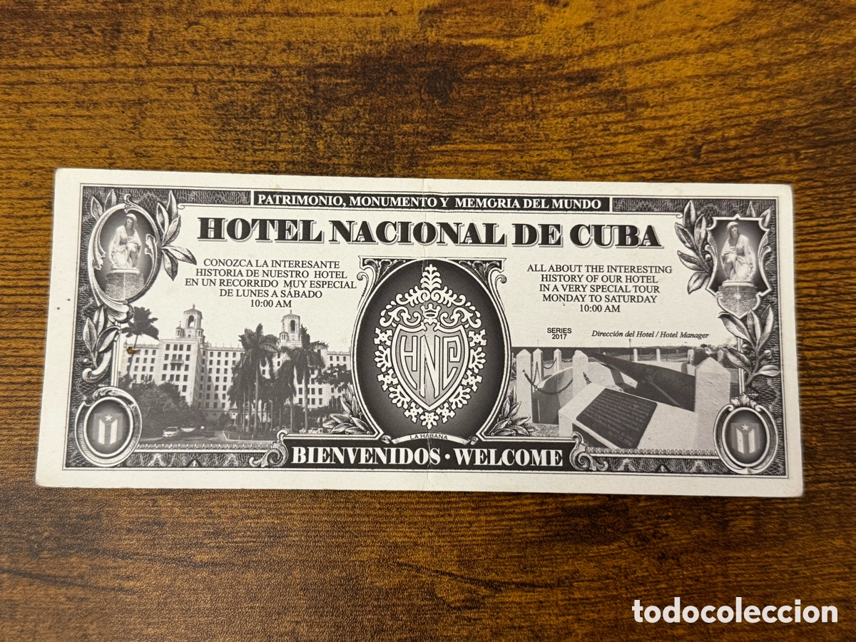 Billetes extranjeros: Billete de Bienvenida del Hotel Nacional De Cuba. Circulado. Usualmente paga el coctel de bienvenida