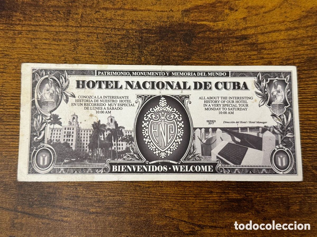 Billetes extranjeros: Billete de Bienvenida del Hotel Nacional De Cuba. Circulado. Usualmente paga el coctel de bienvenida