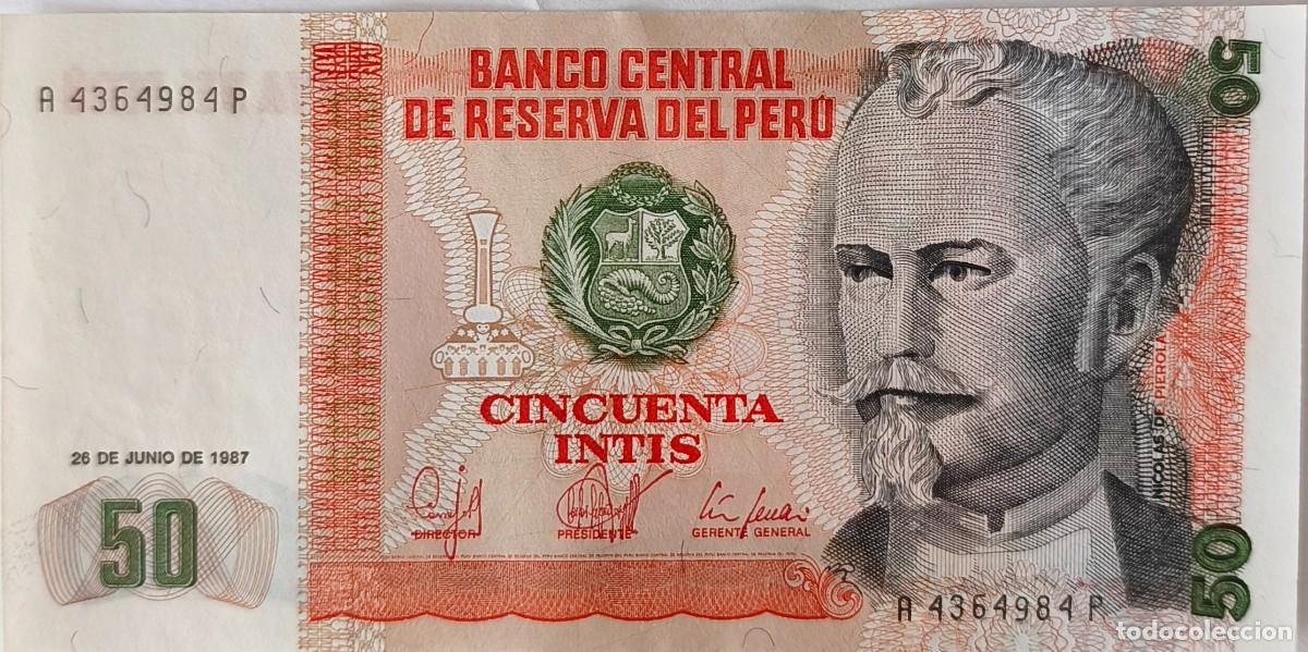 Billetes extranjeros: Billete Per&uacute; 50 Intis 1987 P-131b SC / UNC S/N: A 4364984P