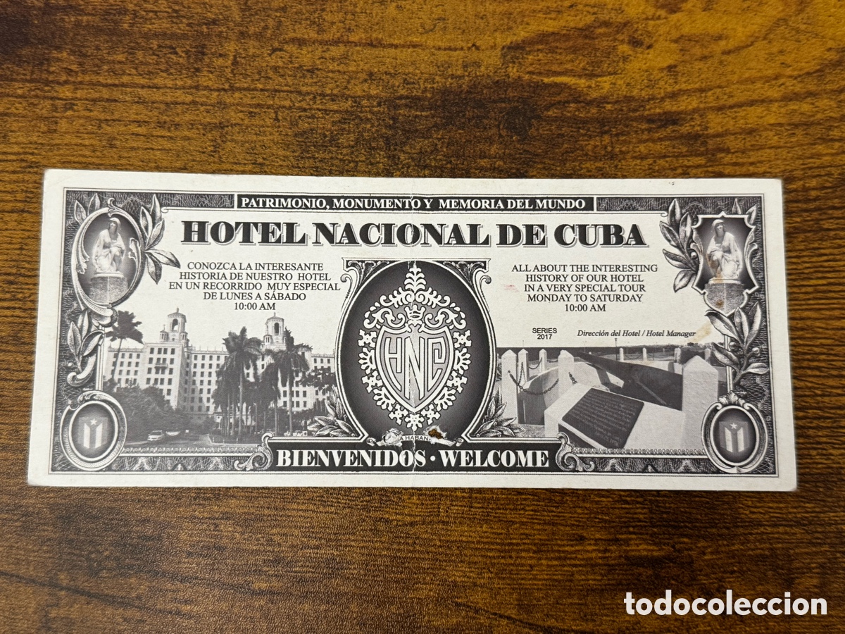 Billetes extranjeros: Billete de Bienvenida del Hotel Nacional De Cuba. Circulado. Usualmente paga el coctel de bienvenida