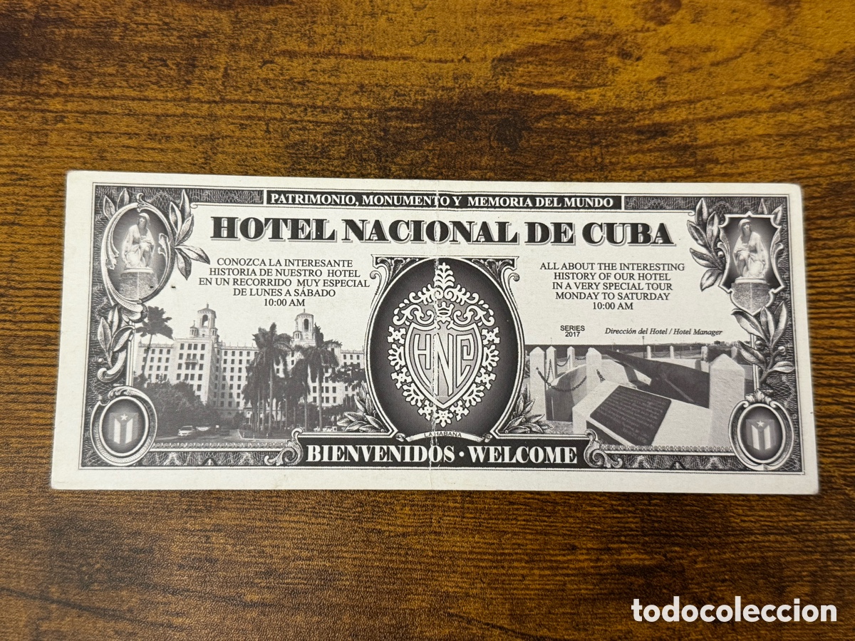 Billetes extranjeros: Billete de Bienvenida del Hotel Nacional De Cuba. Circulado. Usualmente paga el coctel de bienvenida