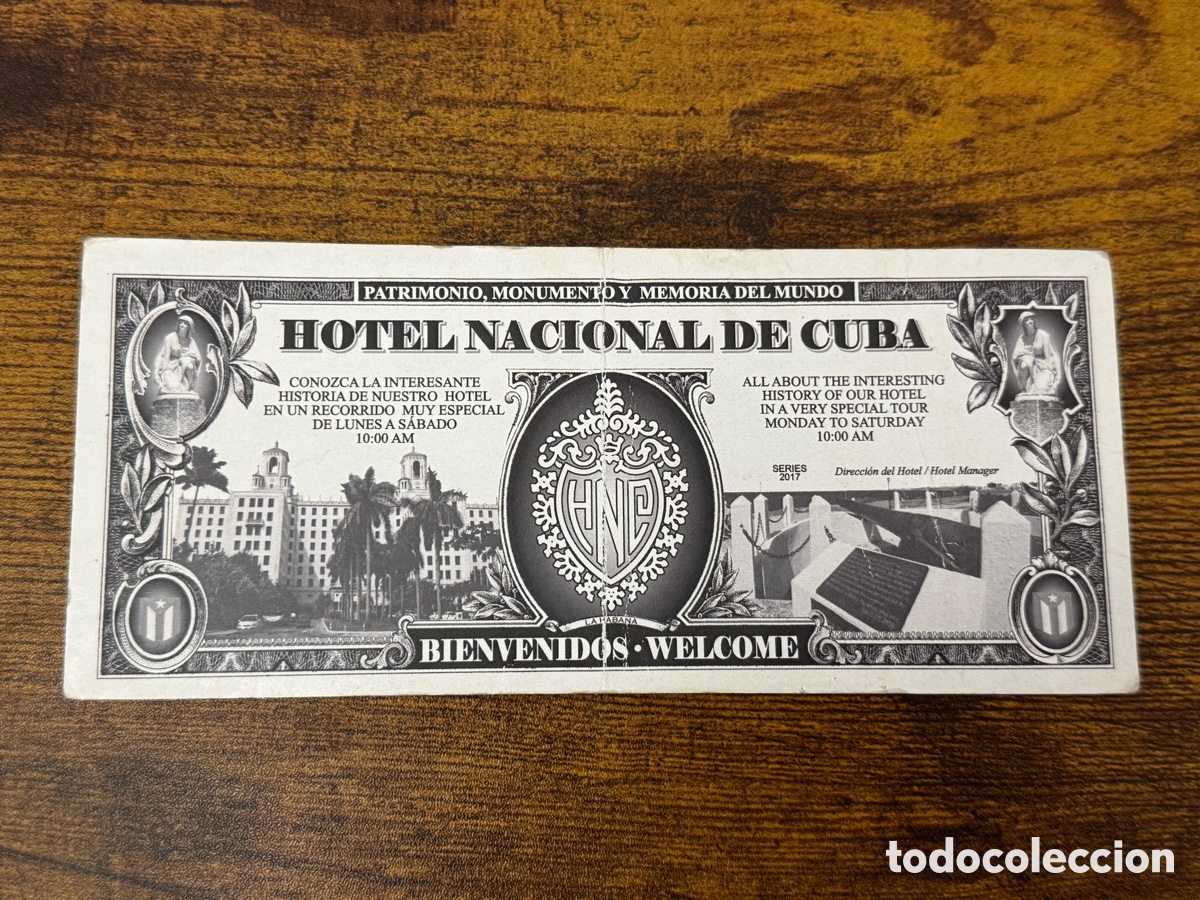 Billetes extranjeros: Billete de Bienvenida del Hotel Nacional De Cuba. Circulado. Usualmente paga el coctel de bienvenida
