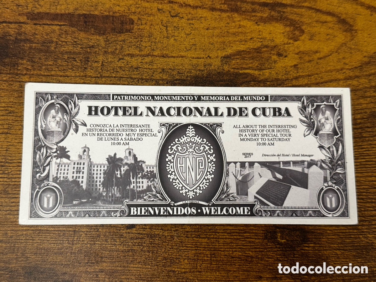 Billetes extranjeros: Billete de Bienvenida del Hotel Nacional De Cuba. Circulado. Usualmente paga el coctel de bienvenida