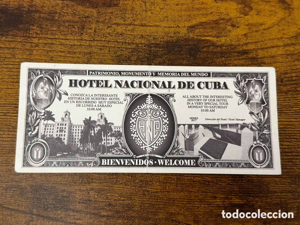 Billetes extranjeros: Billete de Bienvenida del Hotel Nacional De Cuba. Circulado. Usualmente paga el coctel de bienvenida