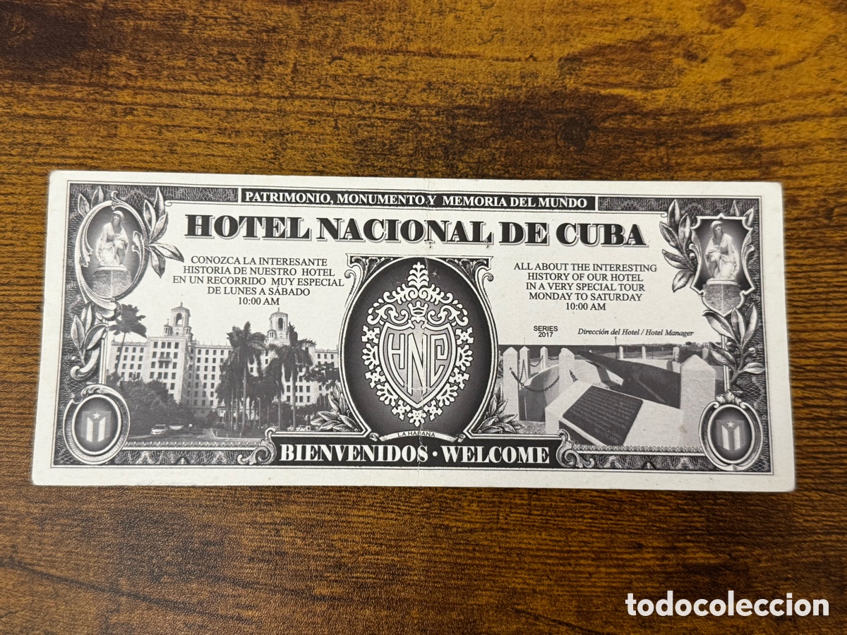 Billetes extranjeros: Billete de Bienvenida del Hotel Nacional De Cuba. Circulado. Usualmente paga el coctel de bienvenida
