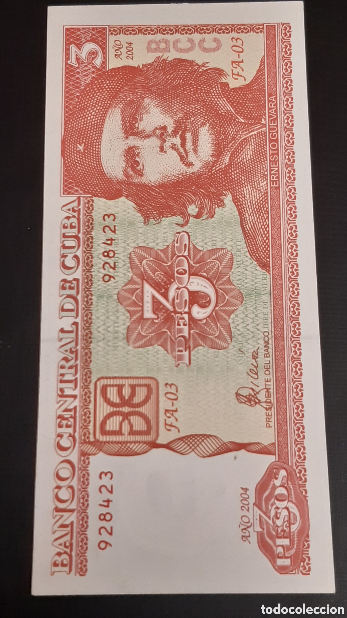 Billetes extranjeros: Billete Cuba 3 pesos sc