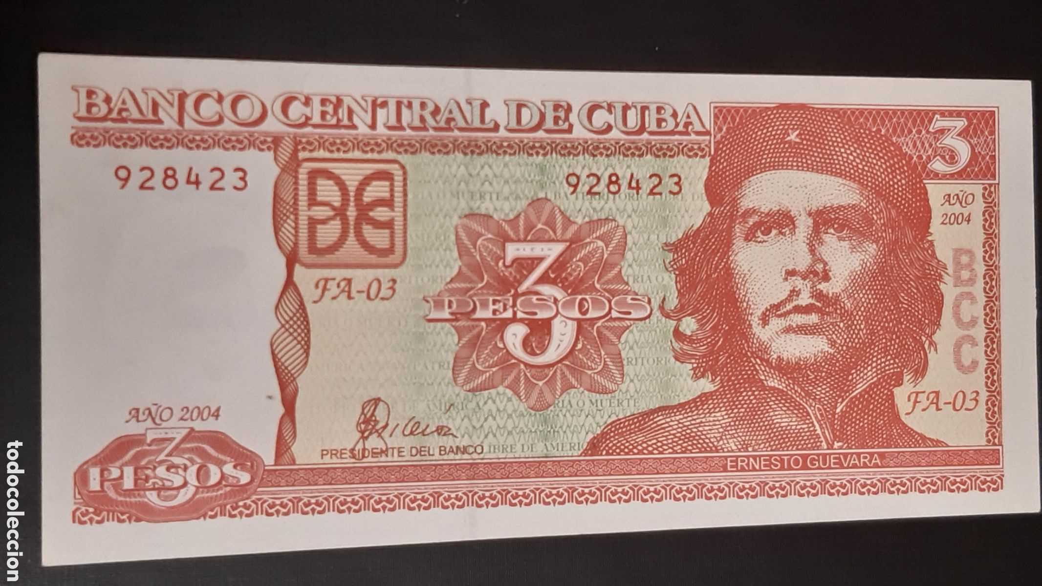 International Banknotes: Billete Cuba 3 pesos sc