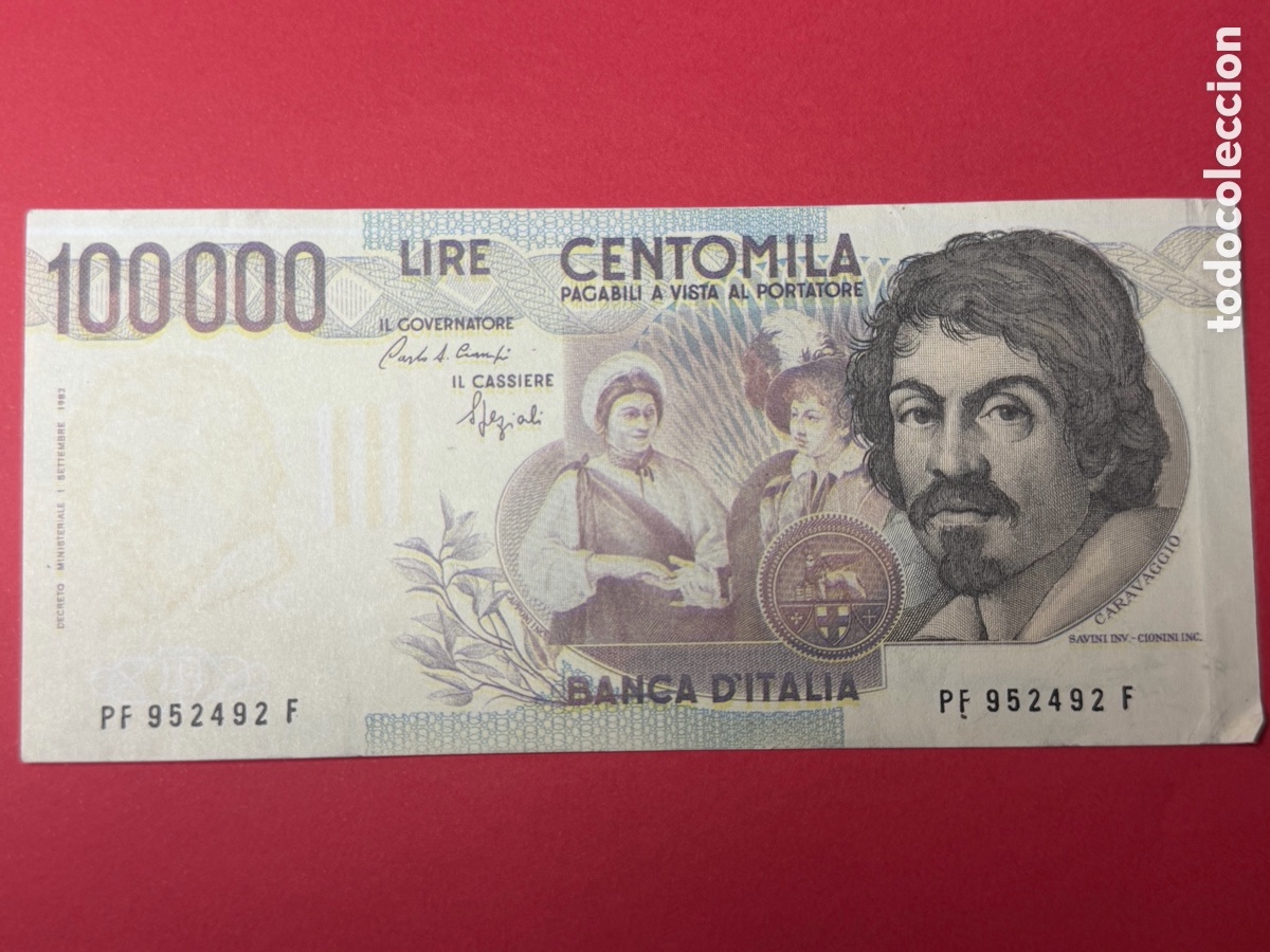 Billetes extranjeros: Billete 100.000 liras Italia 1983 Caravaggio &ndash; Serie PF