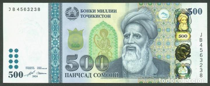Billetes extranjeros: TAJIKISTAN. 500 somoni 2024. S/C. Ver firmas.