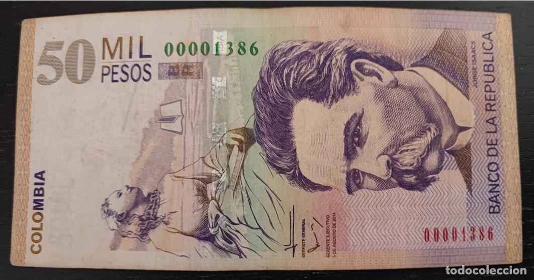 Billetes extranjeros: 50 MIL PESOS COLOMBIANOS, COLOMBIA 2014, 50000 CINCUENTA MIL, JORGE ISAACS, RF.1