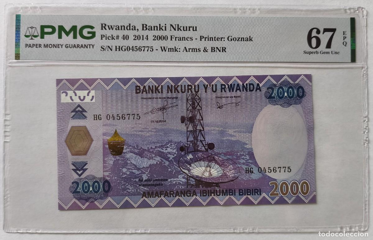 Billetes extranjeros: Billete Rwanda 2000 Francs 2014 Pick 40 PMG 67 EPQ S/N: HG0456778