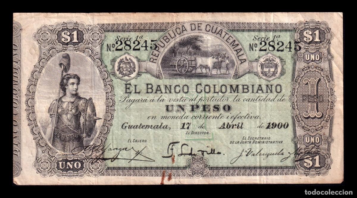 Billetes extranjeros: Guatemala 1 Peso 1900 Pick S121b Mbc Vf