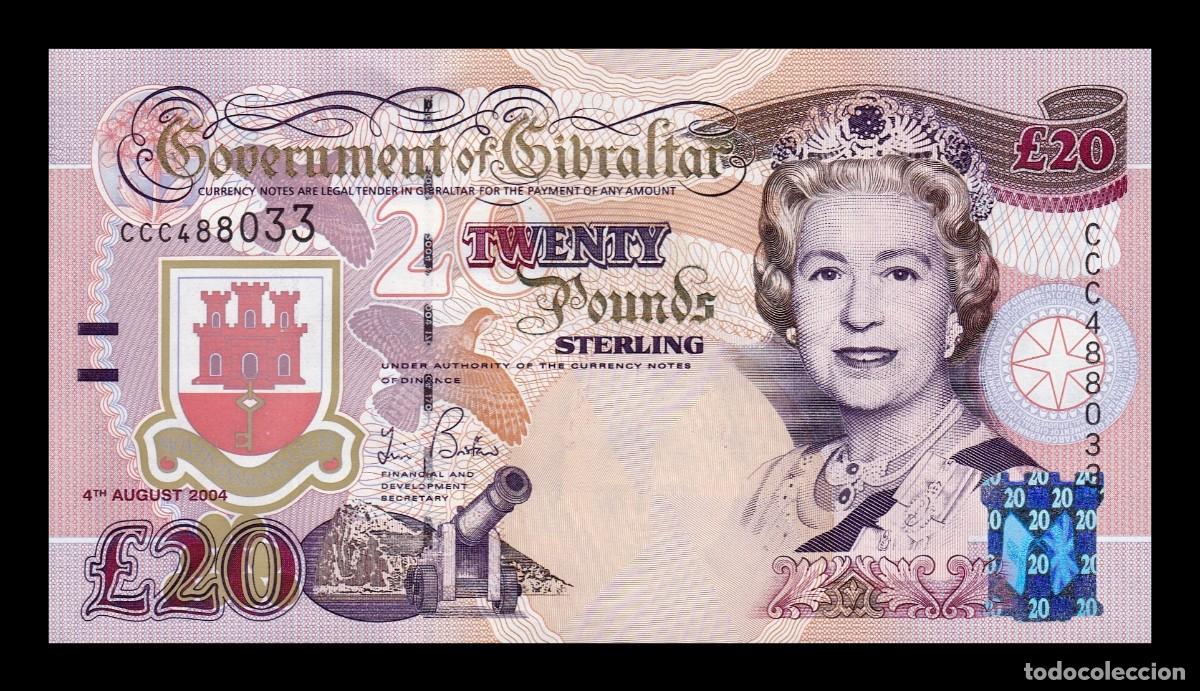 Billetes extranjeros: Gibraltar 20 Libras Elizabeth II Conmemorativo 2004 Pick 31 Sc Unc