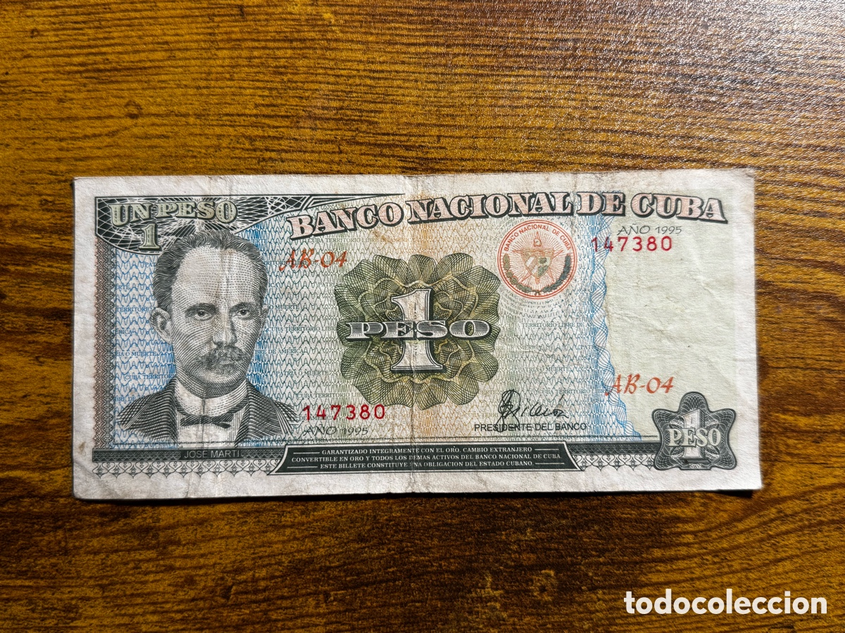 Billetes extranjeros: Billete de 1 peso de Cuba 1995. Circulado