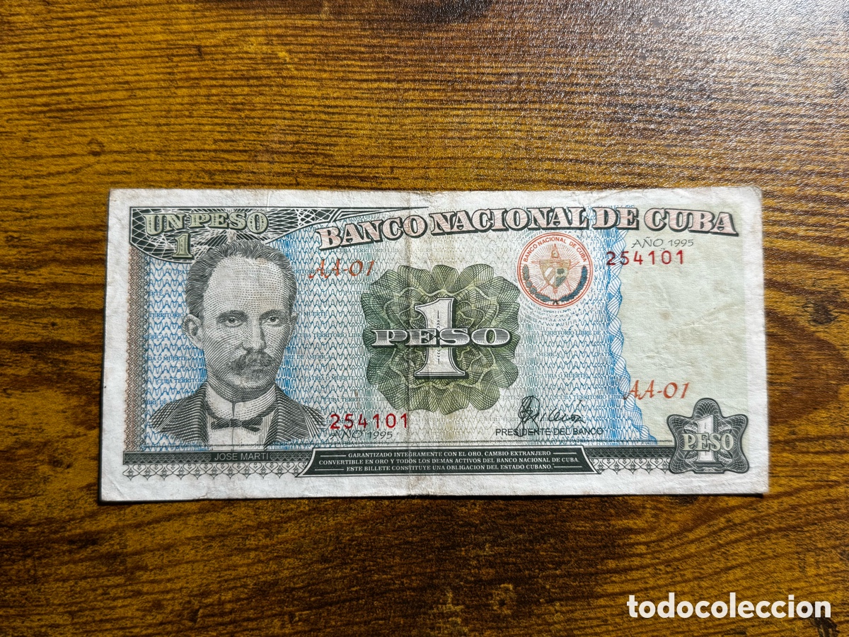 Billetes extranjeros: Billete de 1 peso de Cuba 1995. Circulado